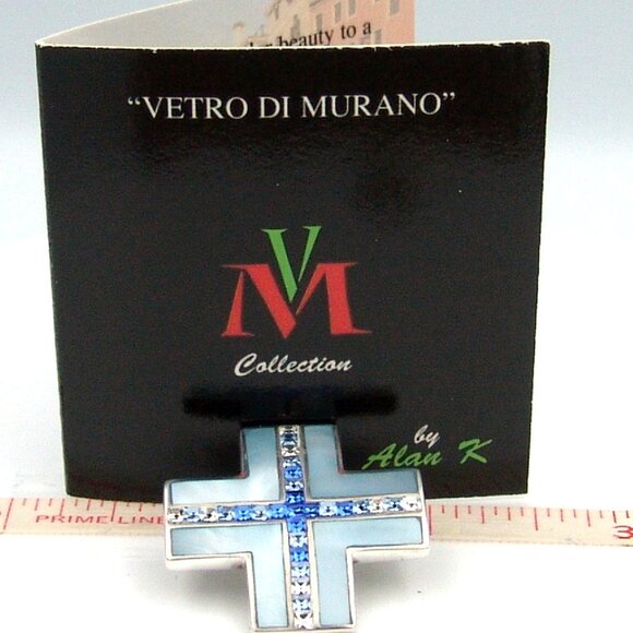 Sterling Silver Pendant Handmade Designer Mother of Pearl Crystal Alan K - Picture 4 of 5